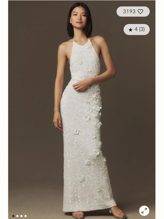 Helsi Dresses & Skirts - helsi brice white halter sequin 3d floral applique maxi gown dress size small